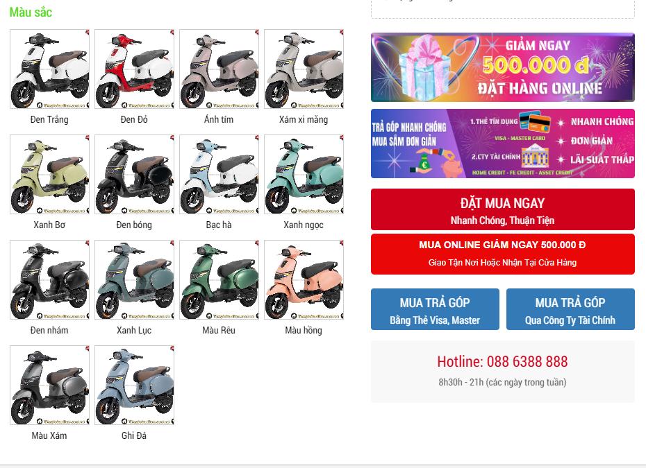 Xe ga 50cc Osakar Rova P có những màu nào?